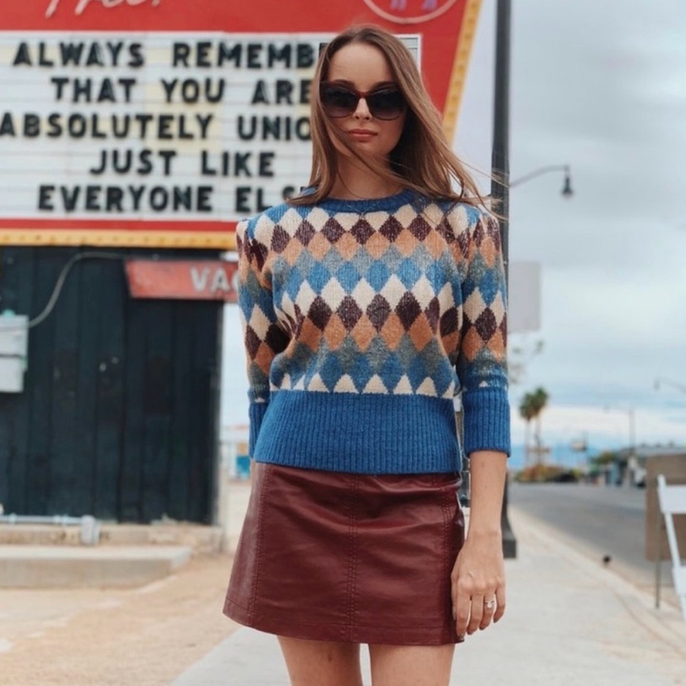 Zara Special Edition Sequin Diamond Sweater M Blue ASO TV Blogger Fav M Sold Out